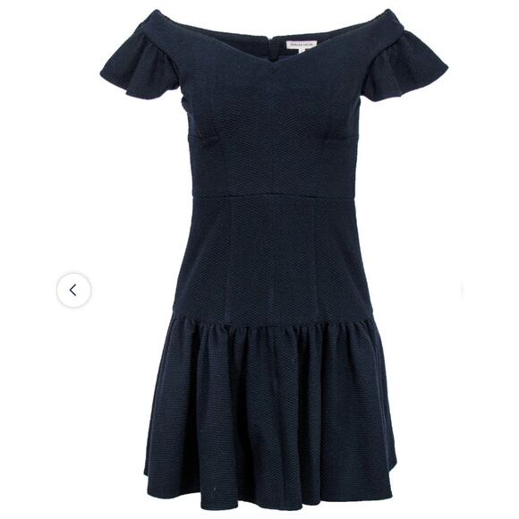 Rebecca Taylor Tiered Off Shoulder Mini Flounce Dress - Navy Blue - Size 2 - NWT - Picture 3 of 12